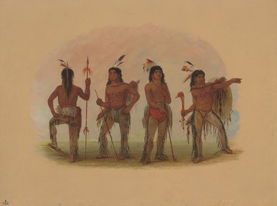 Fire Navaho-krigere, 18611869. av George Catlin