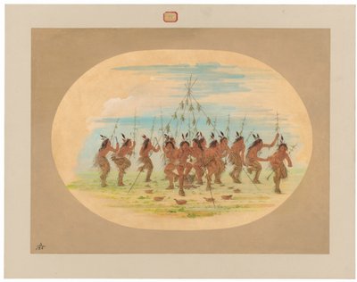 Green Corn Dance - Minatarrees av George Catlin