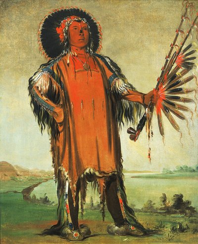 Ha-na-tá-nu-maúk, ulvehøvding, stammens overhøvding av George Catlin