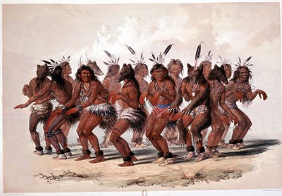 Indian Bear Dance - Litografi av Georges Catlin av George Catlin