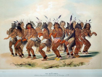Indians of America: Bear Dance, ritual av en stamme med rød hud. Illustrasjon av George Catlin (1794-1872) av George Catlin