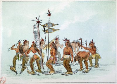Indians of America: Dans av snøskoen i Chippeway-stammen. Illustrasjon av George Catlin (1794-1872) av George Catlin