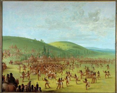 Indians of America: "" Game of balls among the Indians"" Maleri av George Catlin (1794-1872) 1835 Blerancourt, Musee Franco American - Native Americans Ball Play. Maleri av George Catlin (1794-1872) av George Catlin