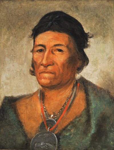 Ko-mán-i-kin, Big Wave, en gammel og fremtredende høvding av George Catlin