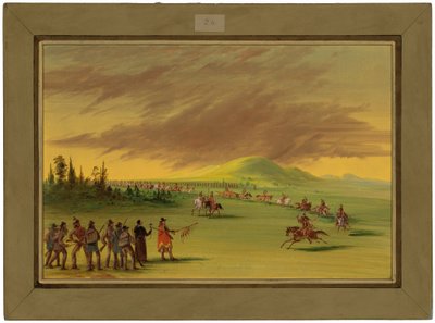 La Salle møter et krigsparti av Cenis-indianere på en Texas prærien. 25. april 1686 av George Catlin