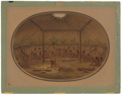 Mandan-seremoni - vannet synker ned av George Catlin