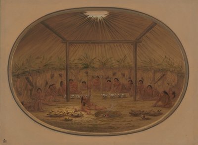 Mandan-seremoni - vannet synker ned, 18611869. av George Catlin