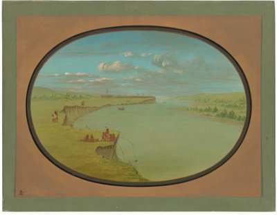 Mandan Village - En fjern utsikt av George Catlin