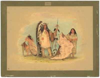 Mandan krigssjef med sin favorittkone av George Catlin