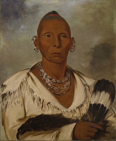 Múk-a-tah-mish-o-káh-kaik, Black Hawk, fremtredende Sac-høvding av George Catlin