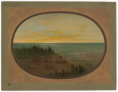 Nayas Village - indianere som bader av George Catlin
