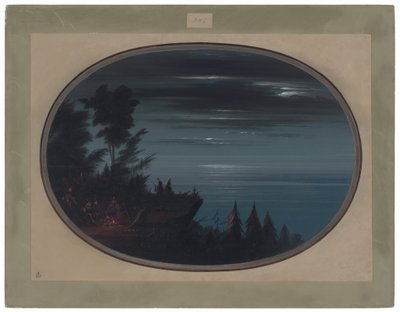 Nayas Village om natten av George Catlin