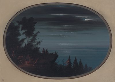 Nayas Village om natten, 18551869. av George Catlin