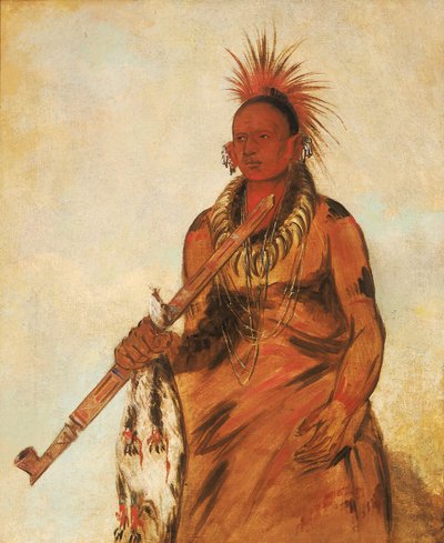 No-o-mún-nee, Walks in the Rain, a Warrior, 1832. av George Catlin