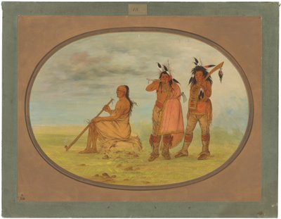 Gammel menomonie-høvding med to unge beilere av George Catlin