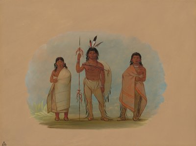 Ottawa-sjef, hans kone og en kriger, 18611869. av George Catlin