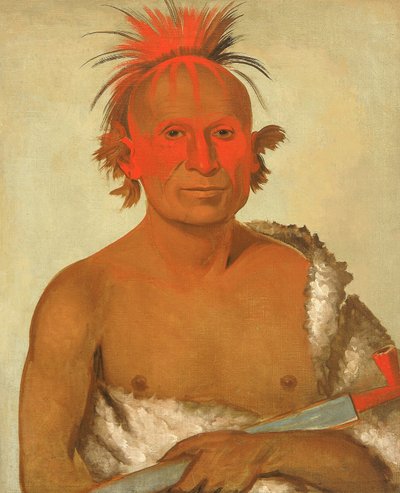 Pash-ee-pa-hó, Lille Stikkende Høvding, den Yngre, en av Black Hawks tapre menn av George Catlin