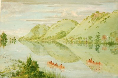 Pittoreske bløffer over Prairie du Chien, 1835-1836. av George Catlin