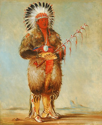 Ráw-no-way-wóh-krah, Løs Pipestem, en Modig av George Catlin