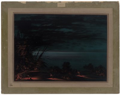 Salmon Spearing - Ottowas av George Catlin