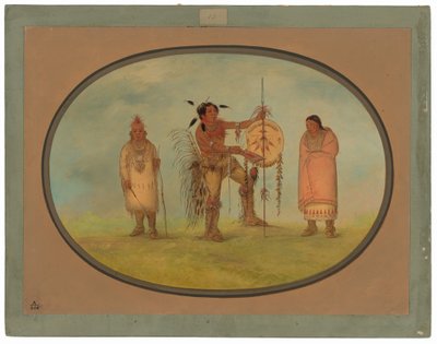 Saukie Warrior, hans kone og en gutt av George Catlin