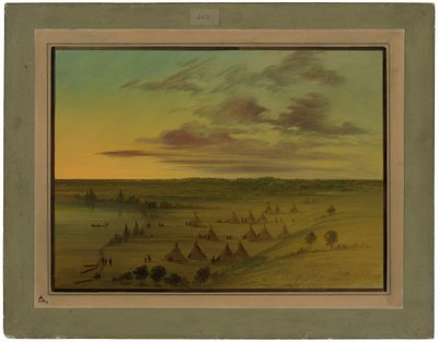 Sioux Village - Svanesjøen av George Catlin