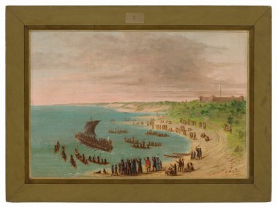 Ekspedisjonen forlater Fort Frontenac ved Ontariosjøen. 18. november 1678 av George Catlin