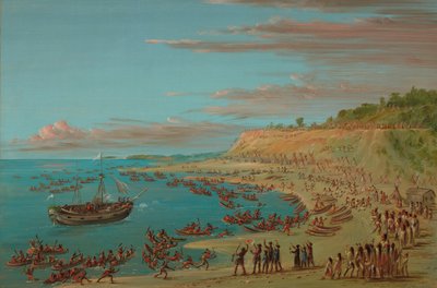 Griffinen kommer inn i havnen ved Mackinaw. 27. august 1679, 18471848. av George Catlin