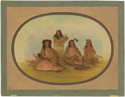 Sioux-sjefen med flere indianere av George Catlin