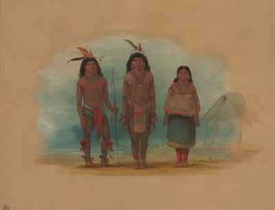 Tre Taruma-indianere, 18541869. av George Catlin