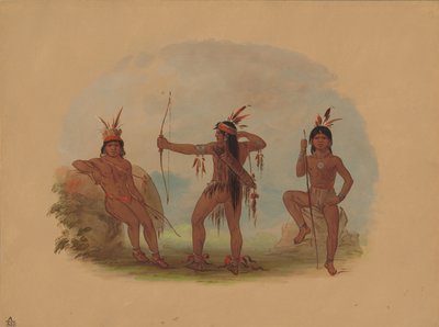 Tre Woyaway-indianere, 18541869. av George Catlin