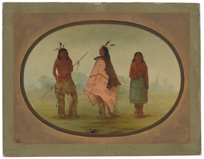 To Apachee Warriors og en kvinne av George Catlin