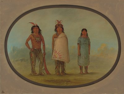To Chippewyan-krigere og en kvinne, 18551869. av George Catlin