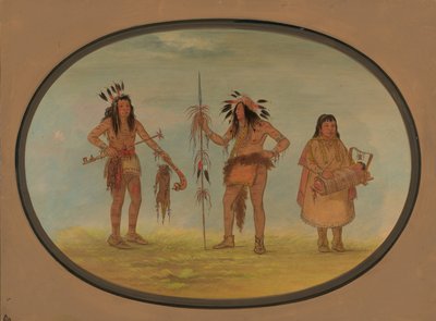 To Ojibbeway-krigere og en kvinne, 18611869. av George Catlin