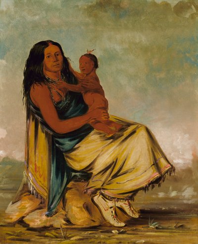 Wáh-chee-te, Cler-mónts kone og barn av George Catlin