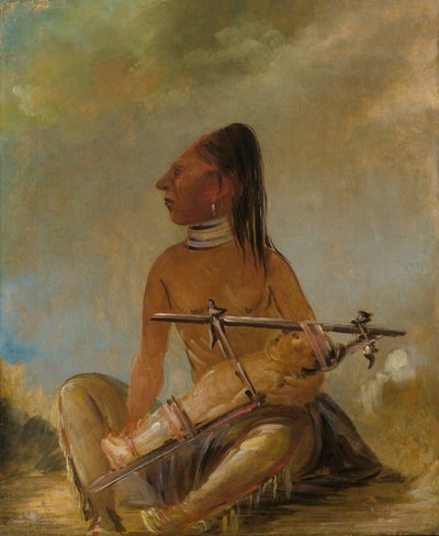 Kvinne og barn, som viser hvordan barns hoder blir flatet ut av George Catlin
