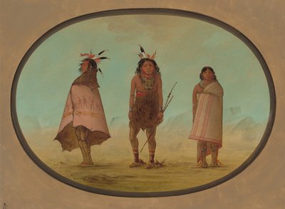 Yntah medisinmann, en kriger og en kvinne, 18551869. av George Catlin