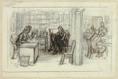 Utsikt over biblioteket av George Cattermole