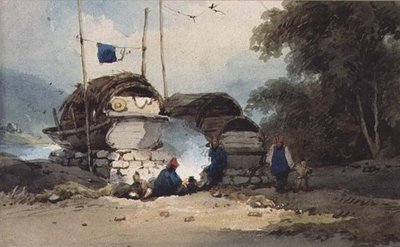 Et leir ved elven, Kina av George Chinnery