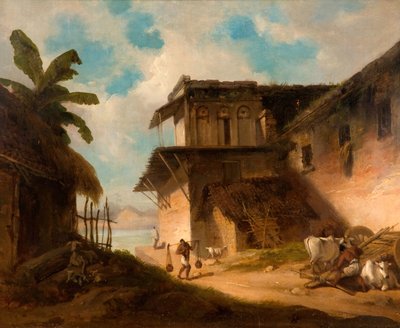 Landsbyscenen i Bengal, 1821. av George Chinnery