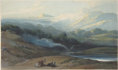 Hvilende storfe i et fjellandskap, Bengal av George Chinnery