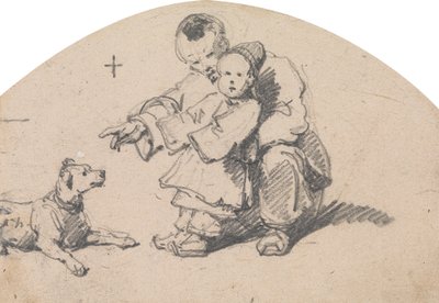Kinesisk far og barn med hund av George Chinnery