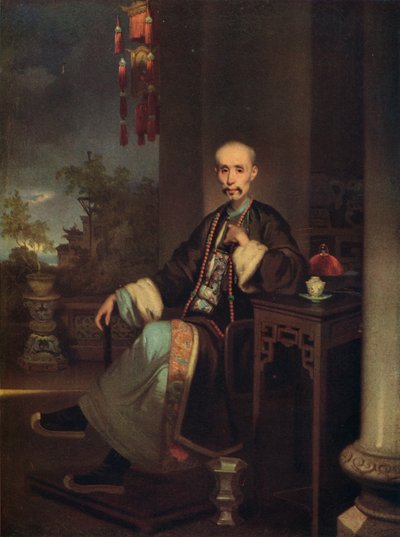How Qua, leder for Hong-kjøpmennene i Canton, c1830 av George Chinnery