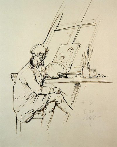 Selvportrett (penn og blekk på papir) av George Chinnery