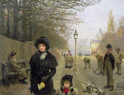 En vårmorgen, Haverstock Hill, 1881 av George Clausen