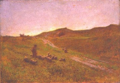 Evening on the Moorland (olje på lerret) av George Clausen