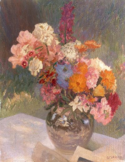 Blomster i en glansvase av George Clausen