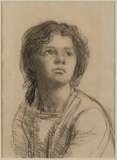 Hode og skuldre til en ung kvinne av George Clausen