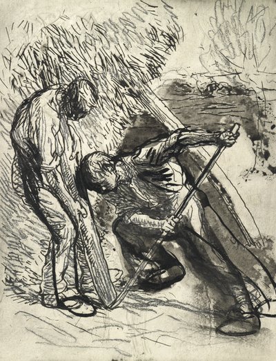 Propping the Rick, ca. 1900 (blyant, penn og blekk på papir) av George Clausen
