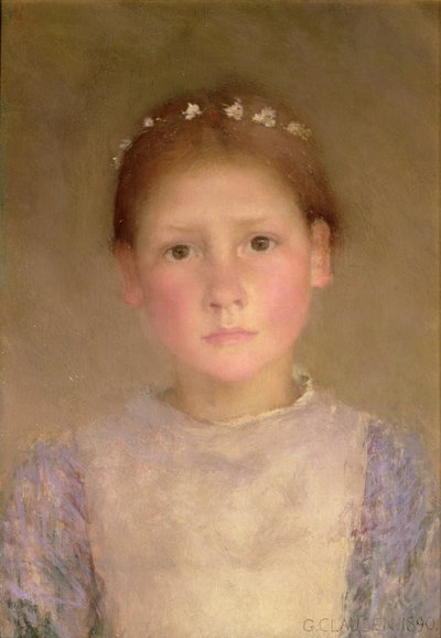 Daisy Wreath - A Study in Low Light, 1890 av George Clausen
